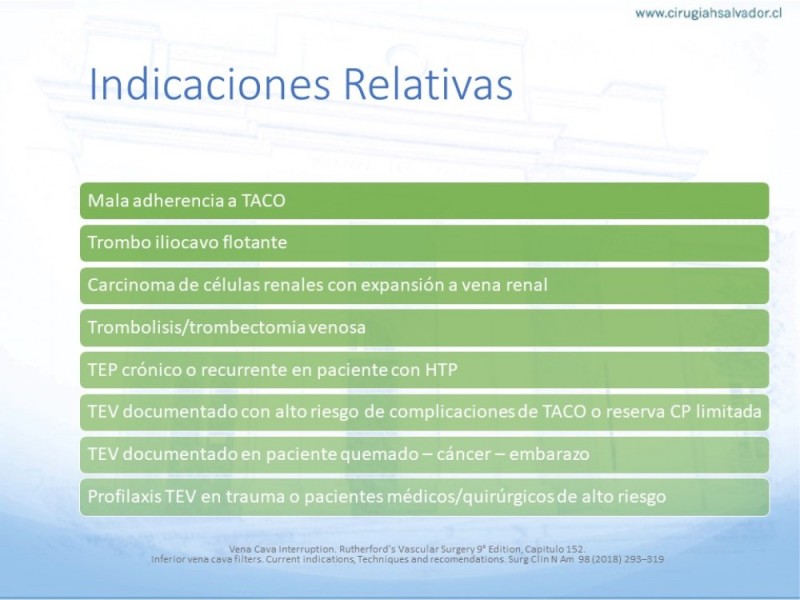Diapositiva 8 de Indicaciones de Filtro de Vena Cava