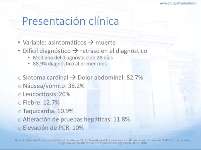 Diapositiva 4 de Trombosis Portomesentérica en Cirugía Bariátrica
