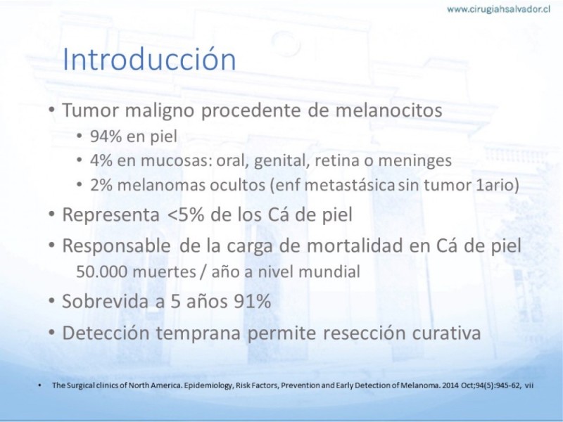 Diapositiva 1 de Manejo Quirúrgico del Melanoma
