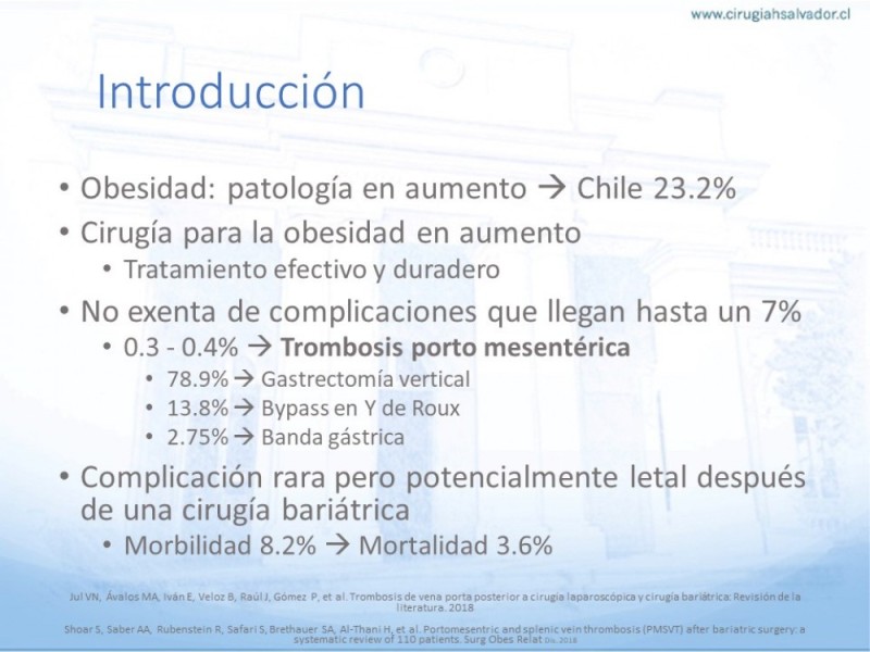 Diapositiva 1 de Trombosis Portomesentérica en Cirugía Bariátrica