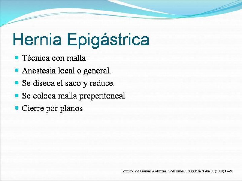 Diapositiva 18 de Hernia Umbilical, Epigástrica y Spieguel
