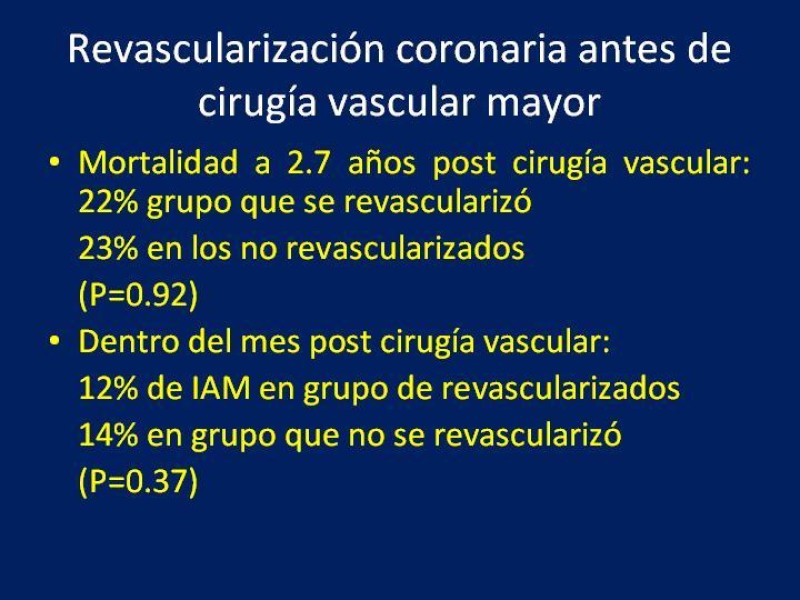 Diapositiva 23 de Evaluación Preoperatoria del Paciente Candidato a Cirugía Vascular Mayor