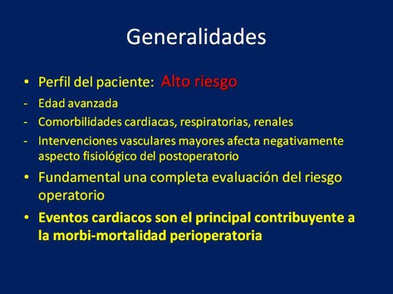 Diapositiva 1 de Evaluación Preoperatoria del Paciente Candidato a Cirugía Vascular Mayor