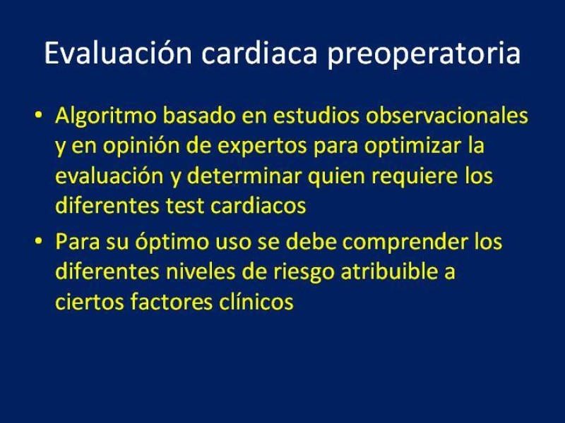 Diapositiva 10 de Evaluación Preoperatoria del Paciente Candidato a Cirugía Vascular Mayor