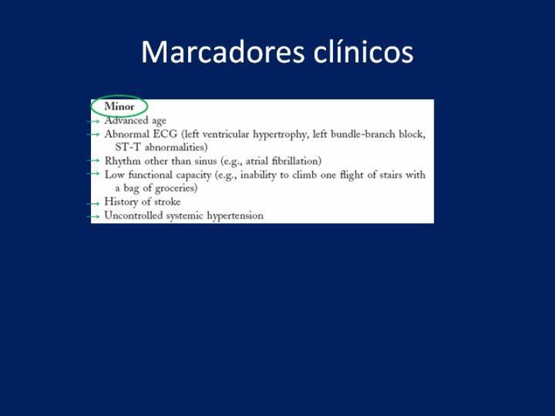 Diapositiva 12 de Evaluación Preoperatoria del Paciente Candidato a Cirugía Vascular Mayor