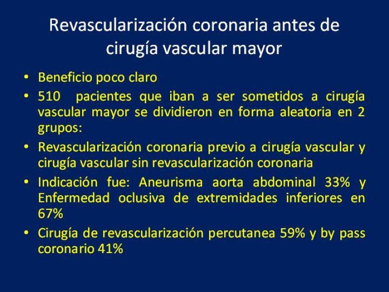 Diapositiva 22 de Evaluación Preoperatoria del Paciente Candidato a Cirugía Vascular Mayor