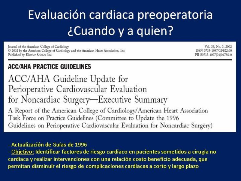Diapositiva 8 de Evaluación Preoperatoria del Paciente Candidato a Cirugía Vascular Mayor