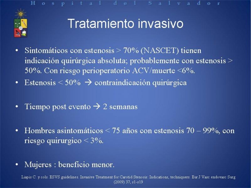 Diapositiva 4 de Endarterectomía versus Stent carotídeo
