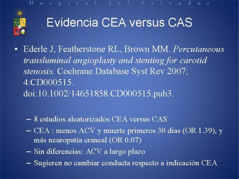 Diapositiva 9 de Endarterectomía versus Stent carotídeo