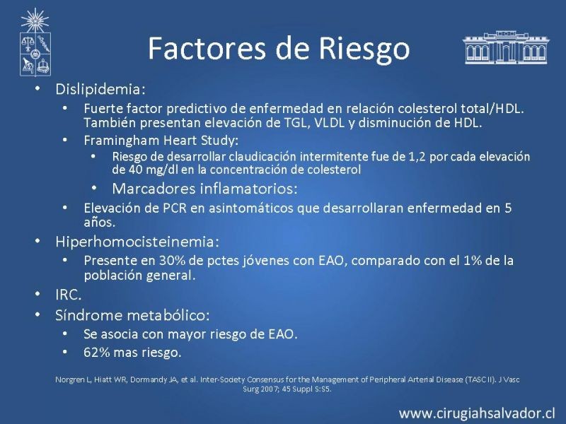 Diapositiva 8 de Enfermedad Arterial Oclusiva Crónica (Epidemiología, Factores de Riesgo, Clínica)
