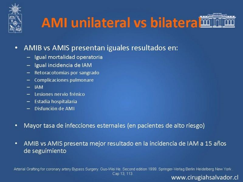 Diapositiva 33 de Revascularización miocárdica con puentes arteriales