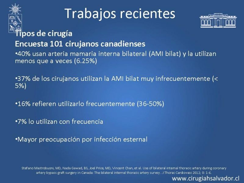 Diapositiva 38 de Revascularización miocárdica con puentes arteriales