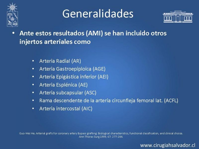 Diapositiva 2 de Revascularización miocárdica con puentes arteriales