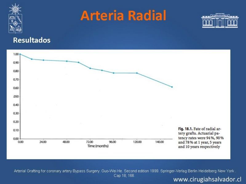 Diapositiva 22 de Revascularización miocárdica con puentes arteriales