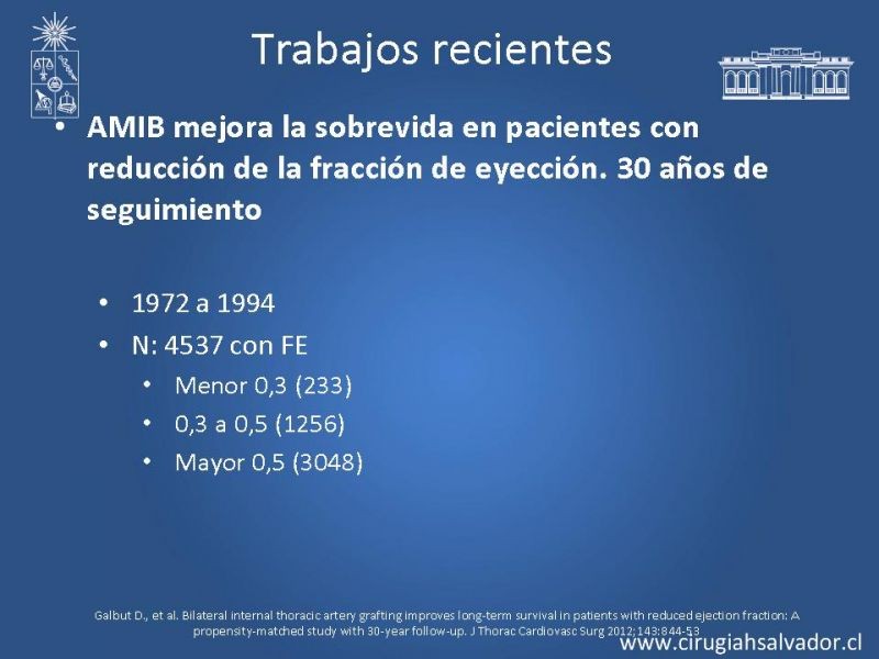 Diapositiva 35 de Revascularización miocárdica con puentes arteriales