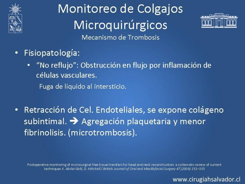 Diapositiva 8 de Monitoreo de Colgajos Libres Microvascularizados