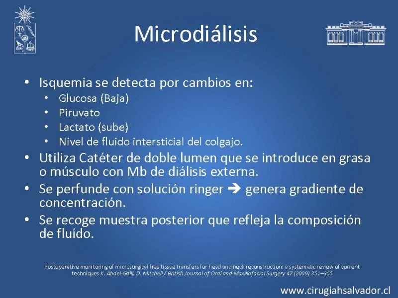 Diapositiva 42 de Monitoreo de Colgajos Libres Microvascularizados
