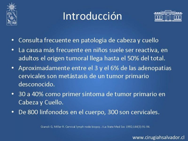 Diapositiva 1 de Adenopatía Cervical. Estudio y Manejo