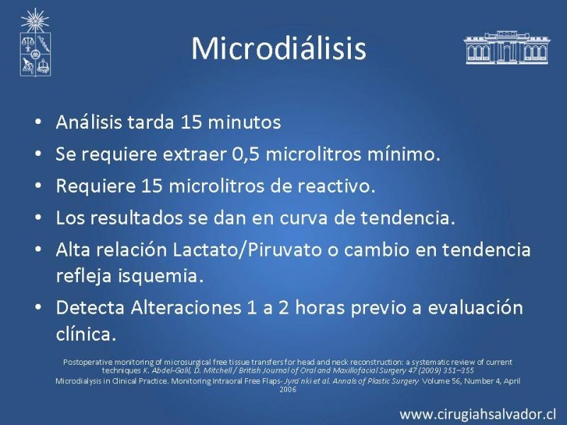 Diapositiva 43 de Monitoreo de Colgajos Libres Microvascularizados
