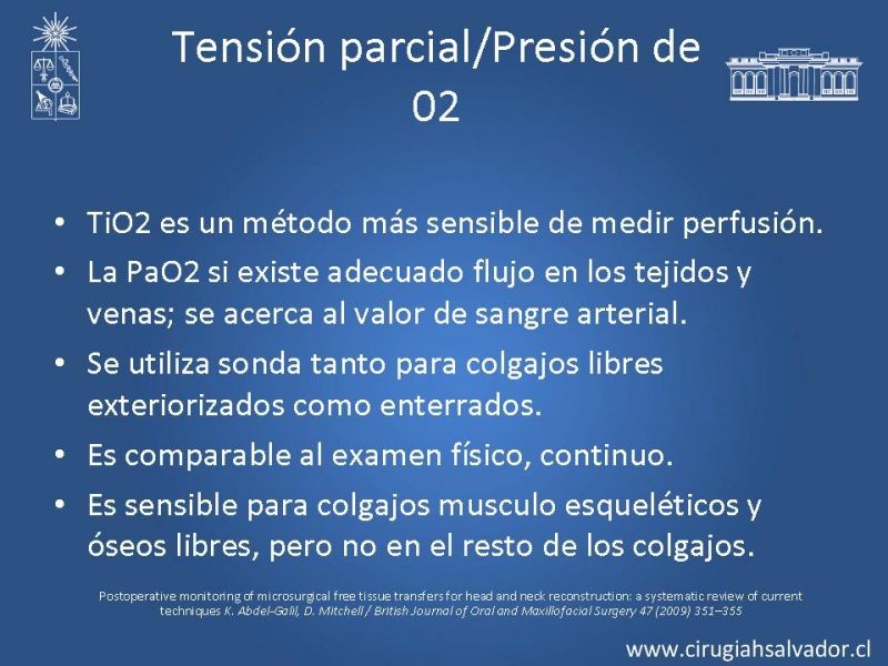 Diapositiva 40 de Monitoreo de Colgajos Libres Microvascularizados