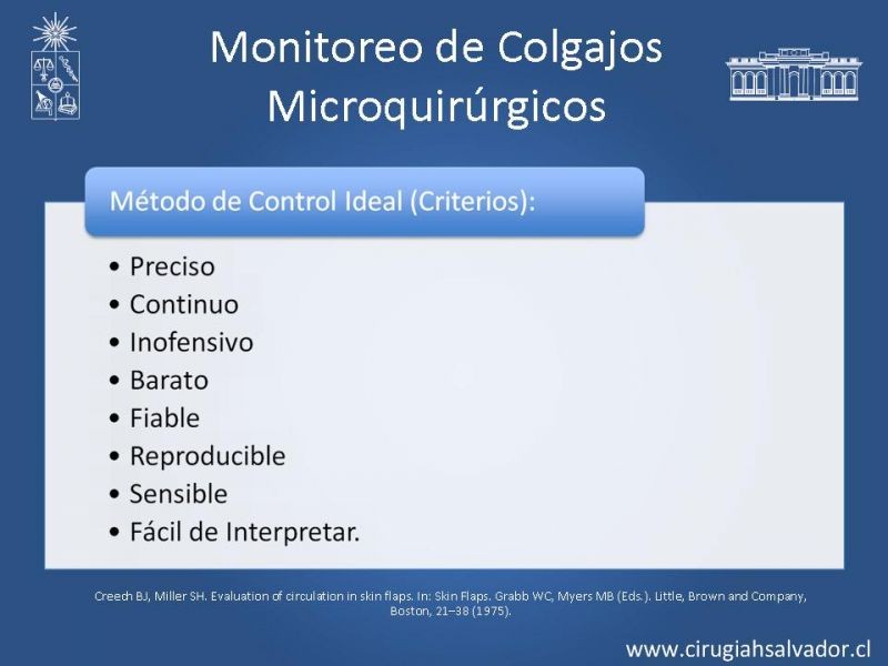 Diapositiva 10 de Monitoreo de Colgajos Libres Microvascularizados