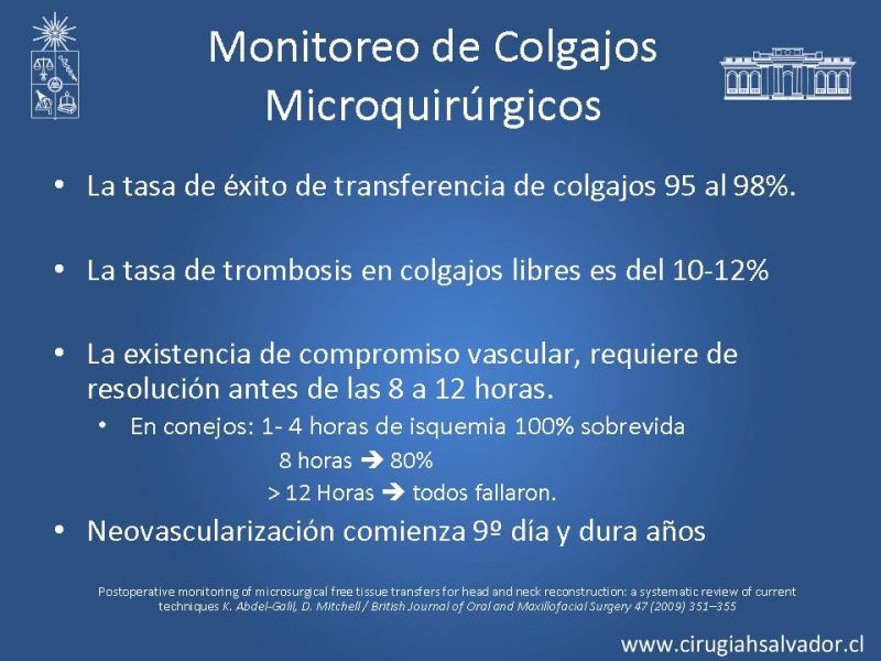 Diapositiva 7 de Monitoreo de Colgajos Libres Microvascularizados