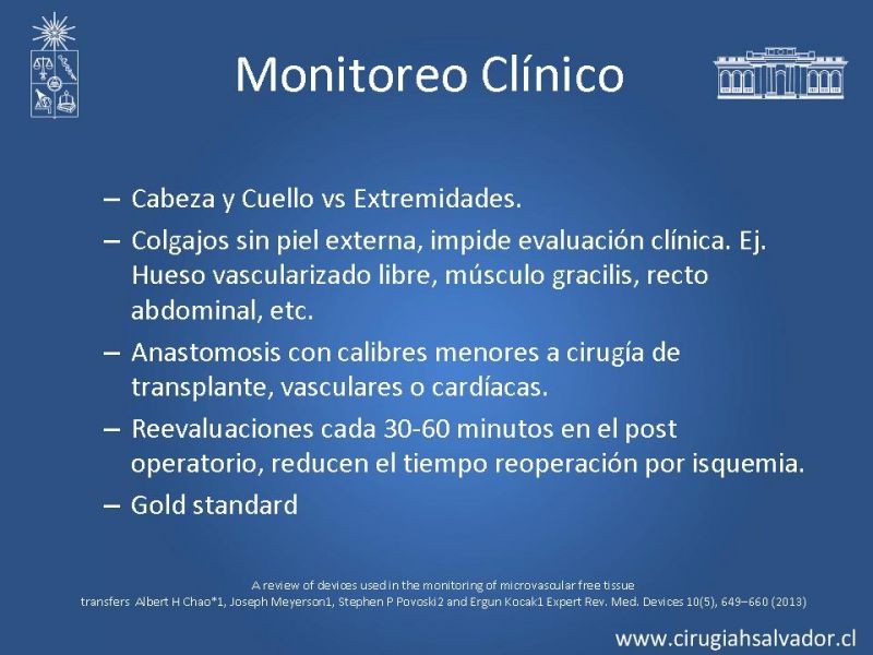 Diapositiva 14 de Monitoreo de Colgajos Libres Microvascularizados
