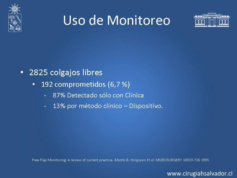 Diapositiva 50 de Monitoreo de Colgajos Libres Microvascularizados