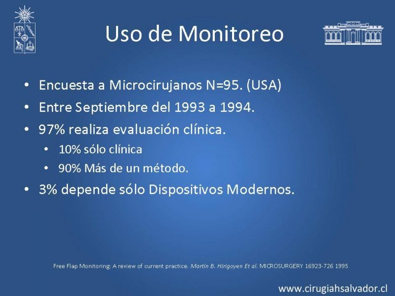 Diapositiva 49 de Monitoreo de Colgajos Libres Microvascularizados
