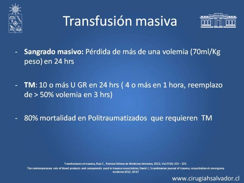 Diapositiva 8 de Nuevos conceptos en terapia transfusional en trauma