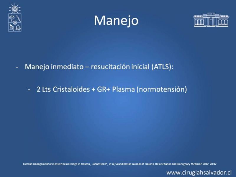 Diapositiva 12 de Nuevos conceptos en terapia transfusional en trauma