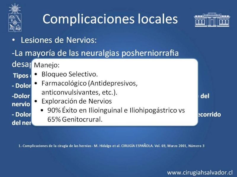 Diapositiva 16 de Complicaciones de la Cirugía Herniaría