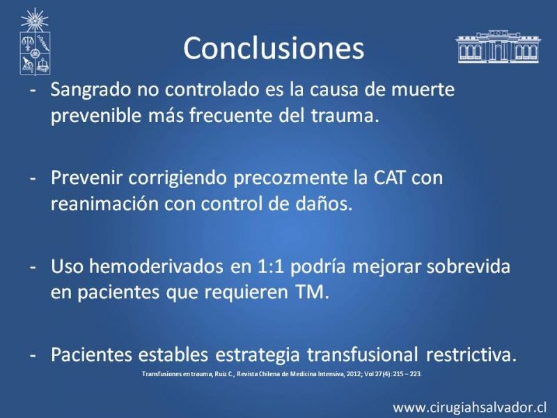 Diapositiva 18 de Nuevos conceptos en terapia transfusional en trauma