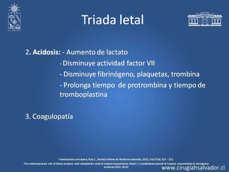 Diapositiva 4 de Nuevos conceptos en terapia transfusional en trauma