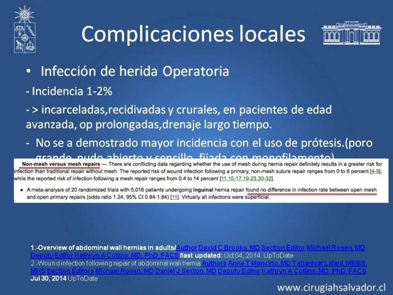 Diapositiva 9 de Complicaciones de la Cirugía Herniaría
