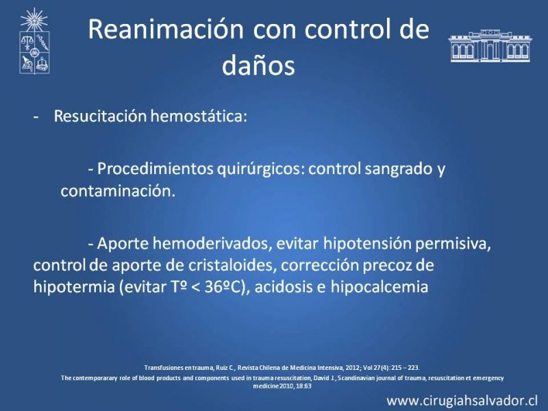 Diapositiva 7 de Nuevos conceptos en terapia transfusional en trauma