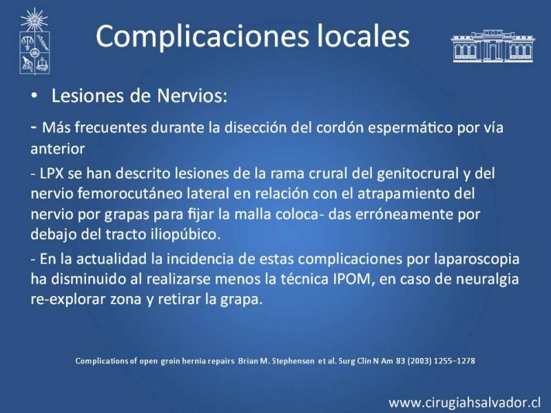 Diapositiva 14 de Complicaciones de la Cirugía Herniaría