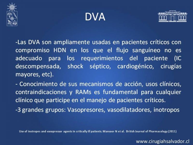 Diapositiva 1 de Drogas Vasoactivas: (DVA)