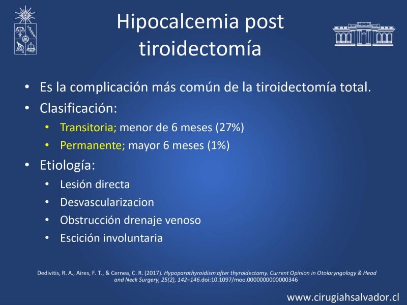 Diapositiva 9 de Hipocalcemia post cirugía tiroidea 