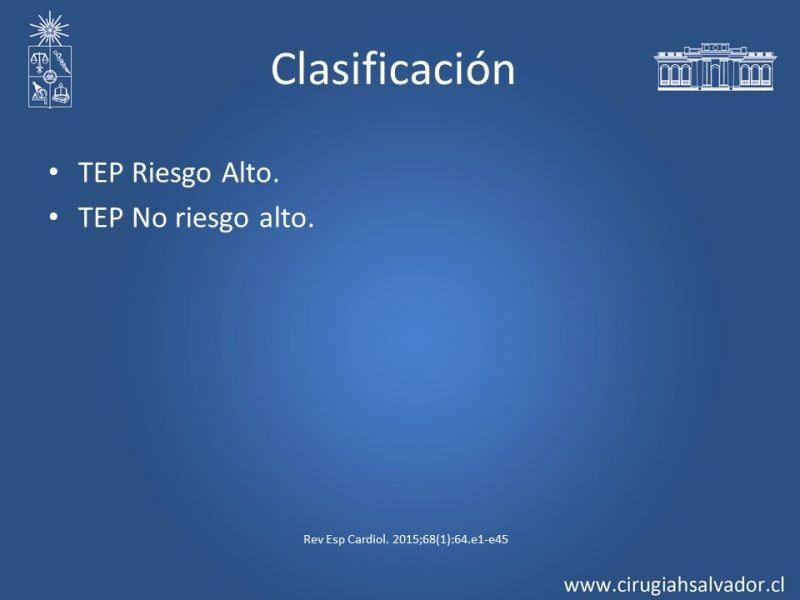 Diapositiva 4 de TEP masivo: Diagnóstico y tratamiento