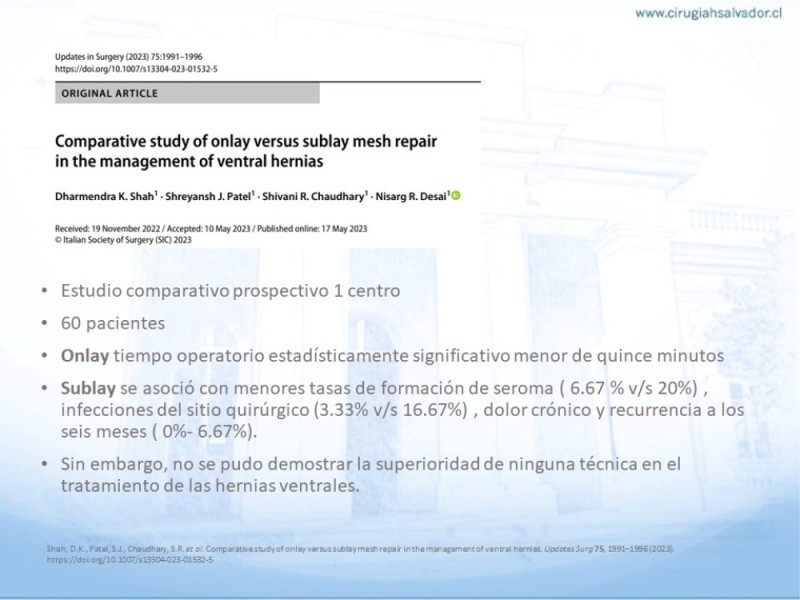 Diapositiva 28 de Posición de malla en hernias: Onlay, Inley, Subley