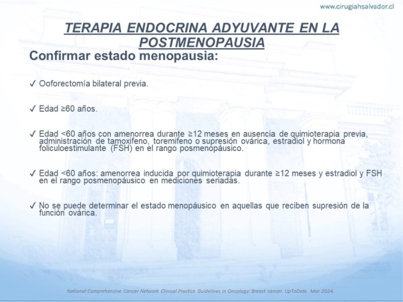 Diapositiva 16 de Terapia Endocrina en Cáncer de Mama con Receptores Hormonales (+) No Avanzados