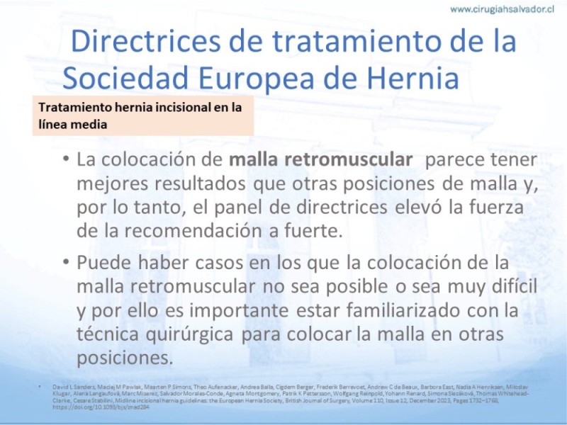 Diapositiva 31 de Posición de malla en hernias: Onlay, Inley, Subley