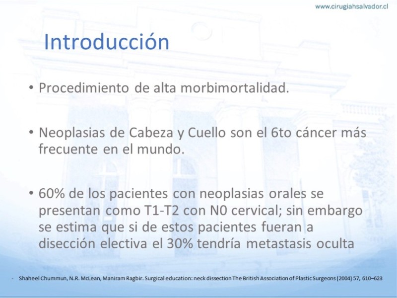 Diapositiva 1 de Disección Ganglionar Cervical: Historia y Bases Anatómicas