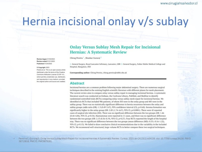 Diapositiva 22 de Posición de malla en hernias: Onlay, Inley, Subley