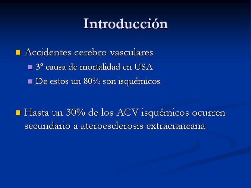Diapositiva 1 de Estenosis Carotidea Endarterectomía y Angioplastía