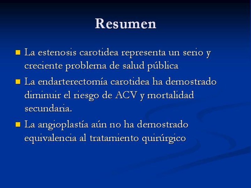 Diapositiva 20 de Estenosis Carotidea Endarterectomía y Angioplastía
