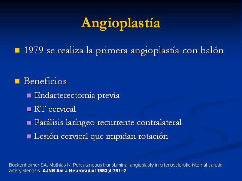 Diapositiva 14 de Estenosis Carotidea Endarterectomía y Angioplastía