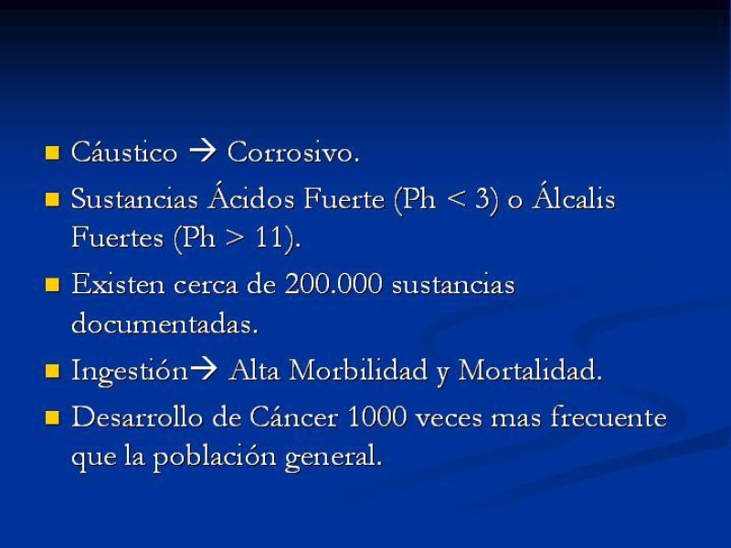 Diapositiva 1 de Lesiones Esofágicas por Cáusticos