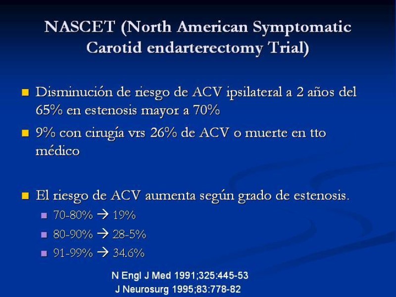Diapositiva 11 de Estenosis Carotidea Endarterectomía y Angioplastía